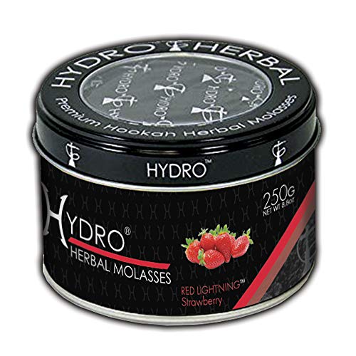 Hydro Herbal Hookah Shisha 250g Can - RED Lightning - Strawberry - [Premium Flavor - Tobacco Free, Nicotine Free] RED Lighting