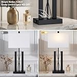 Lolikit Table Lamps for Living Room Set of 2, Modern Table Lamp with 2 USB Charging Ports, Nightstand Geometric Bedside Lamp with White Shade for Bedroom End Table Desk Office(2 LED Bulb Included)