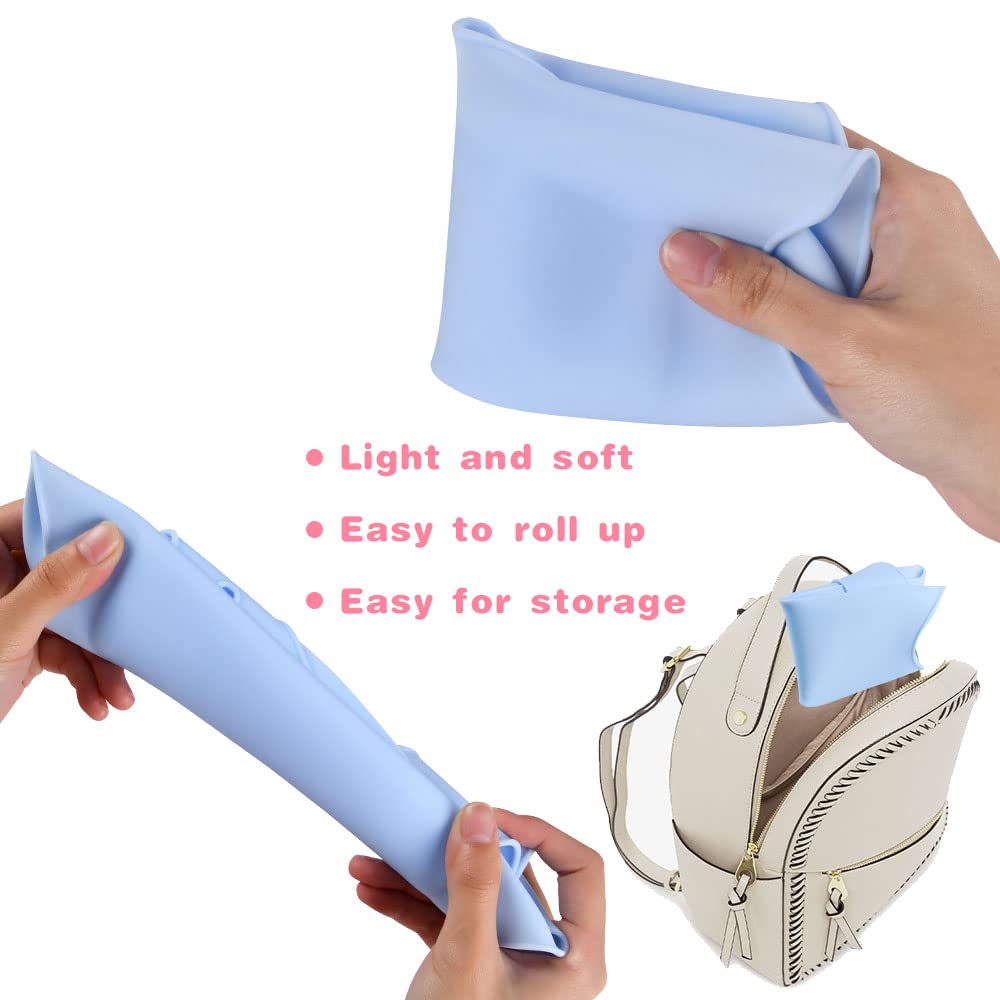 Vicloon Bavaglini Silicone, 2 Pezzi 3D Bavaglino Silicone Impermeabile Senza BPA, Bavaglini Pappa Svezzamento con Tasca Raccoglipappa, 6 Misure Regolabili, per Bambini e Neonati, Blu e Verde