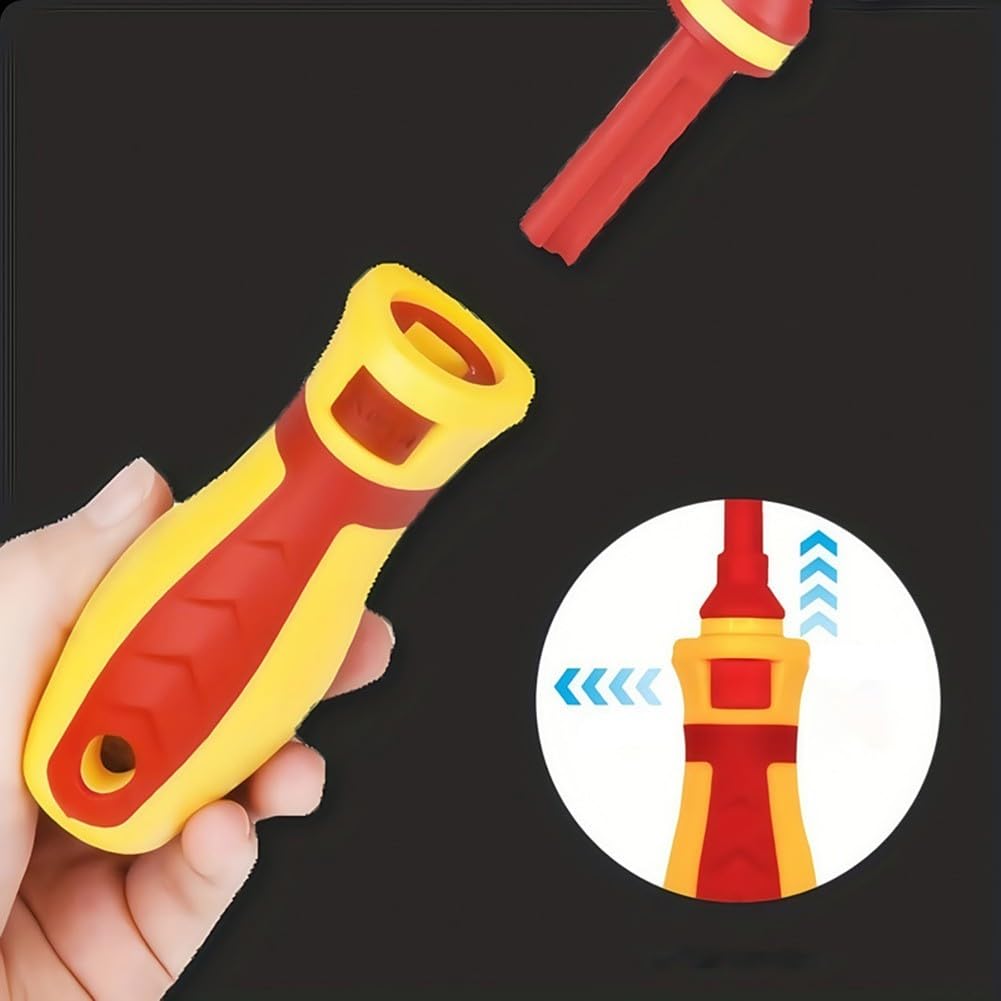 Ensemble de tournevis isolés 1000 V, kit d'outils d'électricien certifié VDE pour travaux électriques, 33 cm avec embouts magnétiques et poignée remplaçable