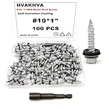HVAKHVA Tornillos de techo de metal #10 x 1 pulgada, revestimiento anticorrosión
