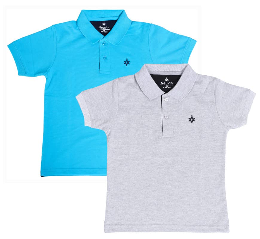 Image of Kids Polo T-Shirt for Boys - Cotton Matty Fabric, Comfortable Fit, Stylish Everyday Wear(Pack of 2)