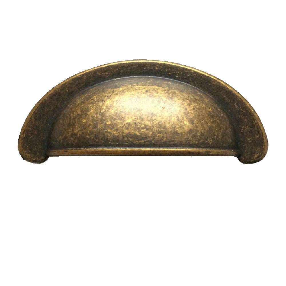 HAOJIazx 2 3/4" C-C Cup Drawer Pull Cabinet Handles Dresser Pulls Handle Kitchen Door Knob Hardware Black Antique Bronze Brass Brushed Nickel 2.75" 70 mm Centers (NO.46)(Antique Brass)