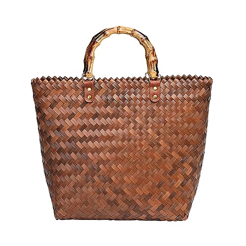 Bolso tejido retro de paja para mujer estilo tote