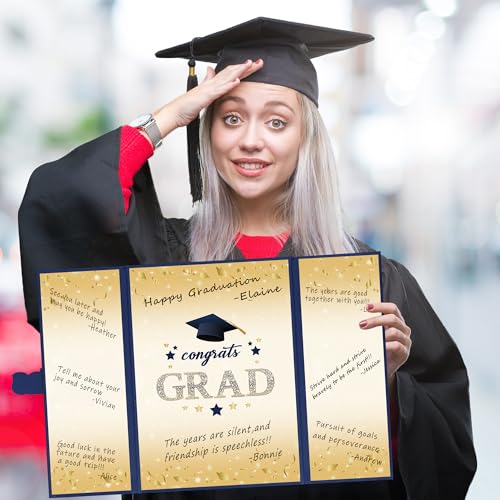 Image of Vlipoeasn 2026 Graduation Guest Book Alternative, Blue Gold Class of 2026 Graduation Party Decorations, Graduation Signature Book for 2026 College High School, Unique Graduation Gifts for Friends