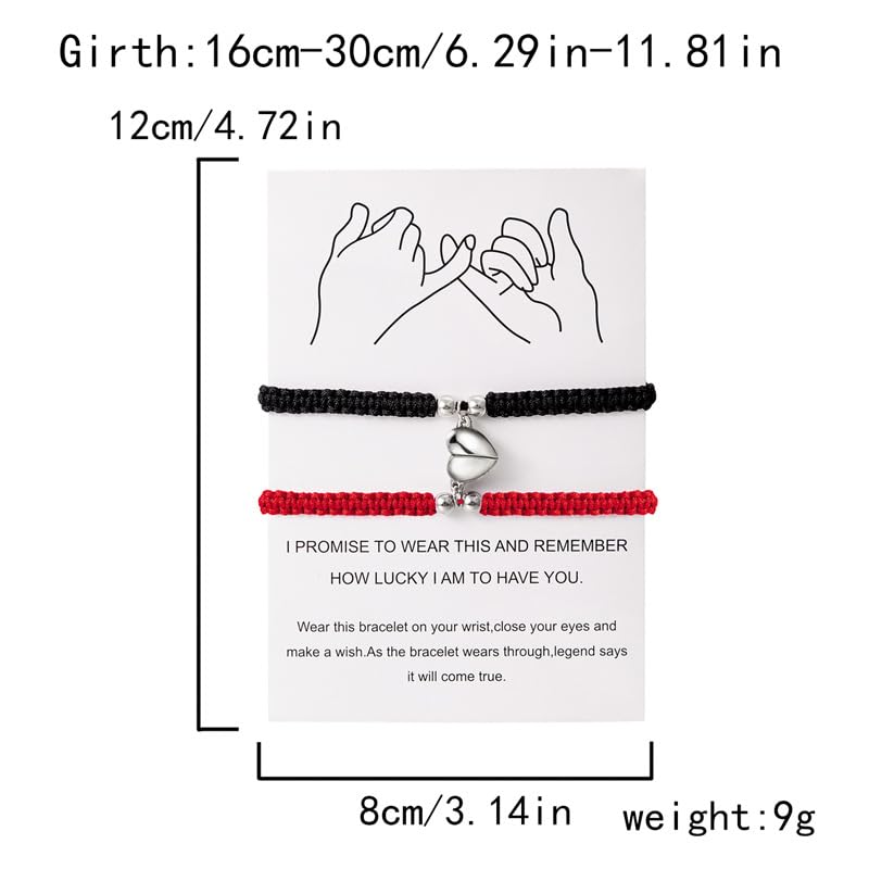 2pcs Handmade Braided Heart Couple Bracelets Mutual Attraction Matching Bracelet for Couples Women Men Best Friend Jewelry Lover Gifts2