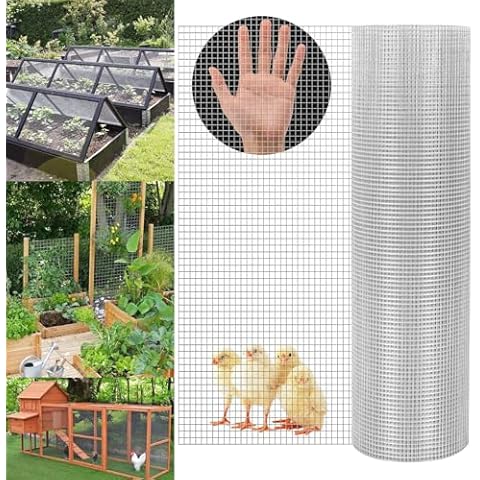 Hardware Cloth 1/2 Inch 48in X 100ft, 19Gauge Chicken Wire, Hot Dipped Galvanized After Welding, Wire Fence Roll Galvanized Wire Mesh Roll Garden Fence Tree Guard Welded Cover