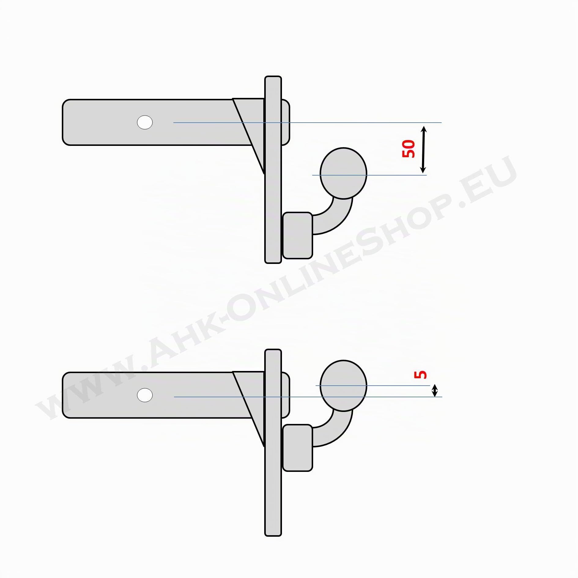 AHK Adapter US-ADAPTER 50x50mm Anhängevorrichtung höhenverstellbar TYP-7 von AHAKA