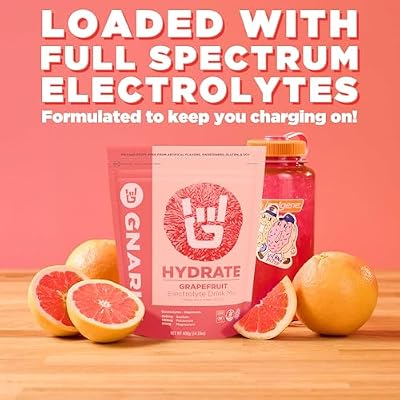 Gnarly Nutrition Hydrate Electrolyte Powder Ruby Red Grapefruit Exercise Hydration Drink Mix NSF Contents Certified Electrolyte Solution, Performance & Recovery Ruby Red Grapefruit, 14.10 oz