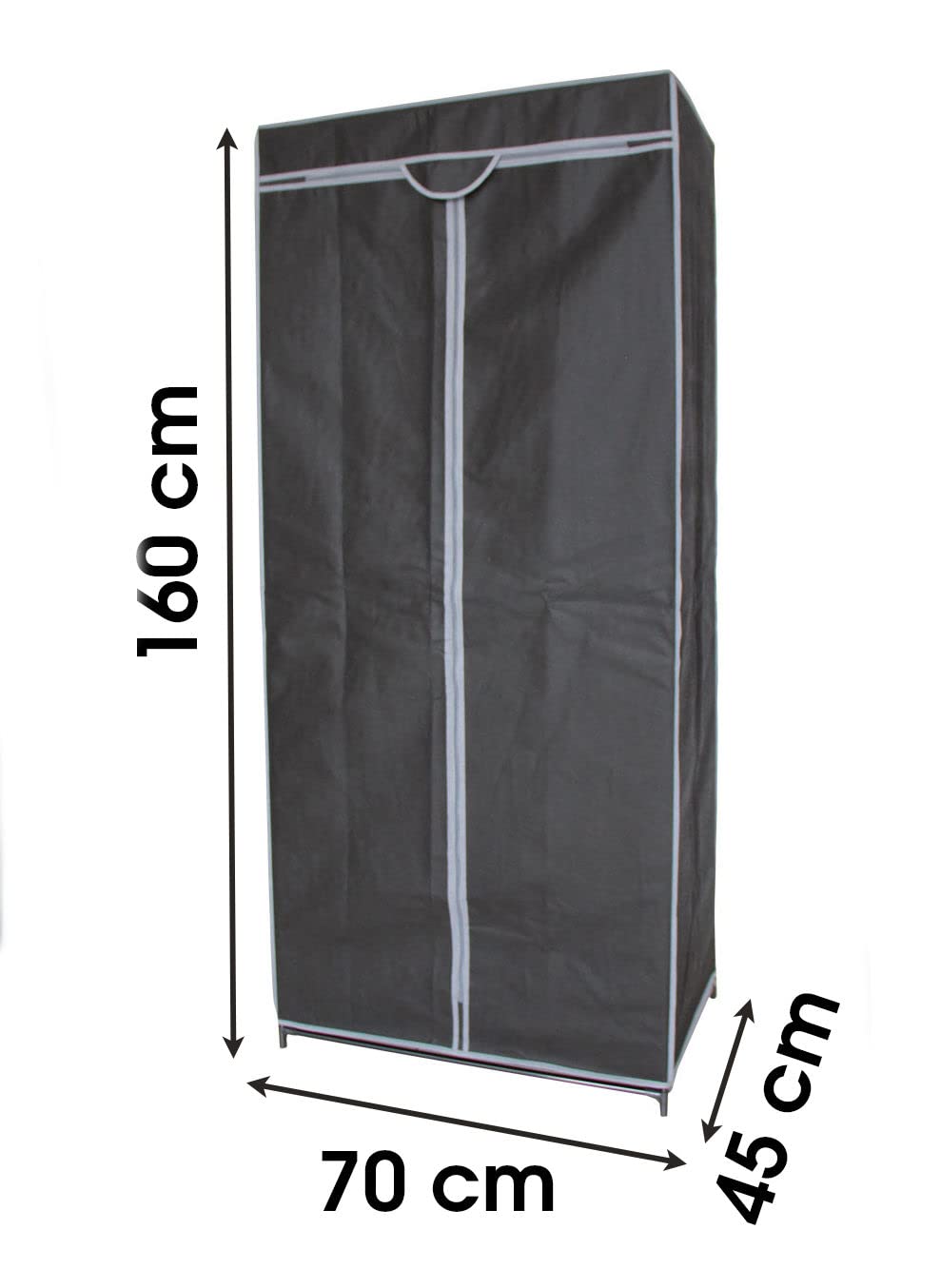 Spetebo Stoff Kleiderschrank dunkelgrau - 160 x 70 cm - Mobiler Faltschrank mit Kleiderstange - Campingschrank Faltkleiderschrank Stoffschrank Garderoben Schrank