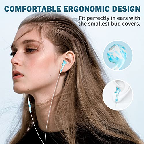 Xnmoa Colored Headphones For Iphone With Microphone,Colorful Earbuds Wired With Volume Control,Wired In Ear Earphones For Iphone14 13/12/11/Xr/Xs/Se/X/8/7/Plus, Support All Ios System,Blue #TOP4