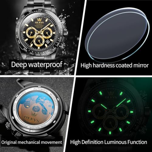 Image of OLEVS Automatic Gold Watches for Men Luxury Classic Stainless Steel Calendar Luminous Waterproof Watches for Men