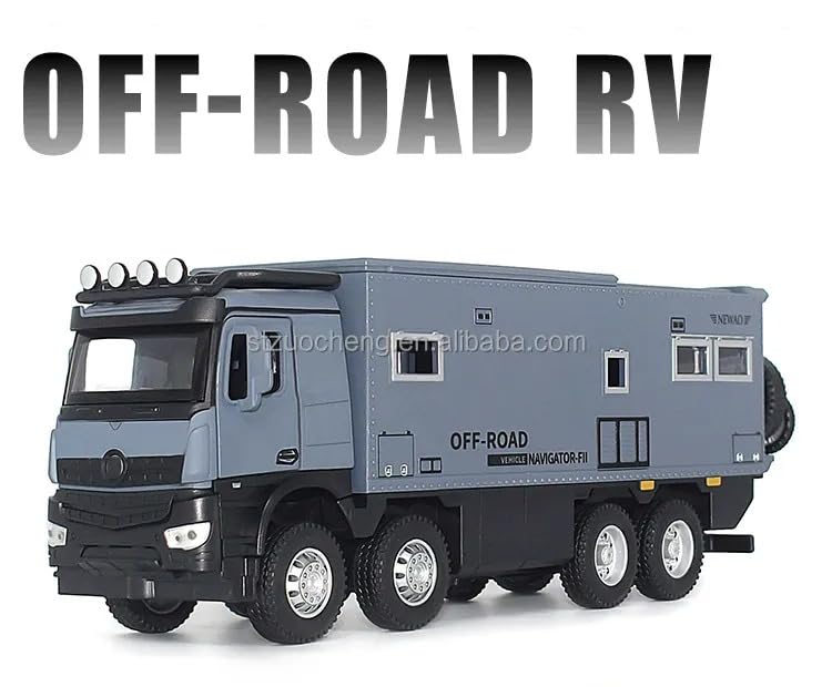 Image of Scale Exclusive Alloy Metal Pull Back | Die-cast Car Model with Sound Light Mini Auto Toy for Kids Metal Model Toy Car with Sound and Light (1.32 Scale Offroad MOTORHOMES-Blue)