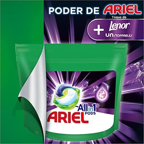 Ariel Todo En Uno PODS, Cápsulas De Detergente Líquido + Toque De Lenor Unstoppables 43 Lavados