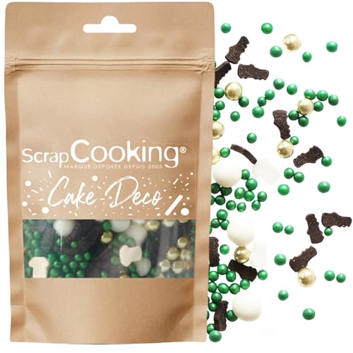 ScrapCooking - Décors Sucrés Foot 50 g - Décoration Alimentaire Comestible - Sprinkles Football Ballon Perles Dorées pour Déco Gâteaux, Pâtisseries -...