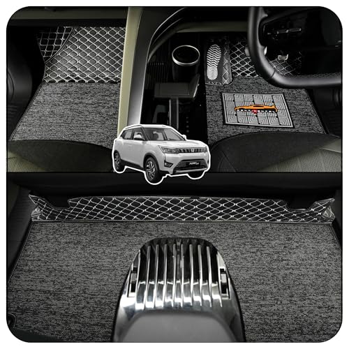 Image of CONTINENTAL [Butterfly 7D XUV 300 Car Mats] Luxury 7D Car Floor Mats for Mahindra XUV 300 (2024-2026) || Scratchproof & Waterproof XUV 300 7D Car Mats || Color - Black & Silver