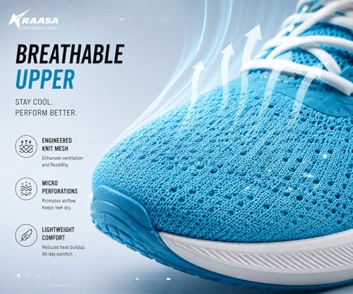 Image of Kraasa Men's Running Shoes | Breathable Mesh Upper | Lightweight Phylon Sole | Cushioned EVA Insole | Comfortable Sports & Casual Sneakers for Gym, Walking & Daily Use