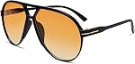 GUVIVI Retro Aviator Sunglasses for Women Men Oversized Classic 70s Vintage Trendy Tangle Free Square Aviators Sun Glasses