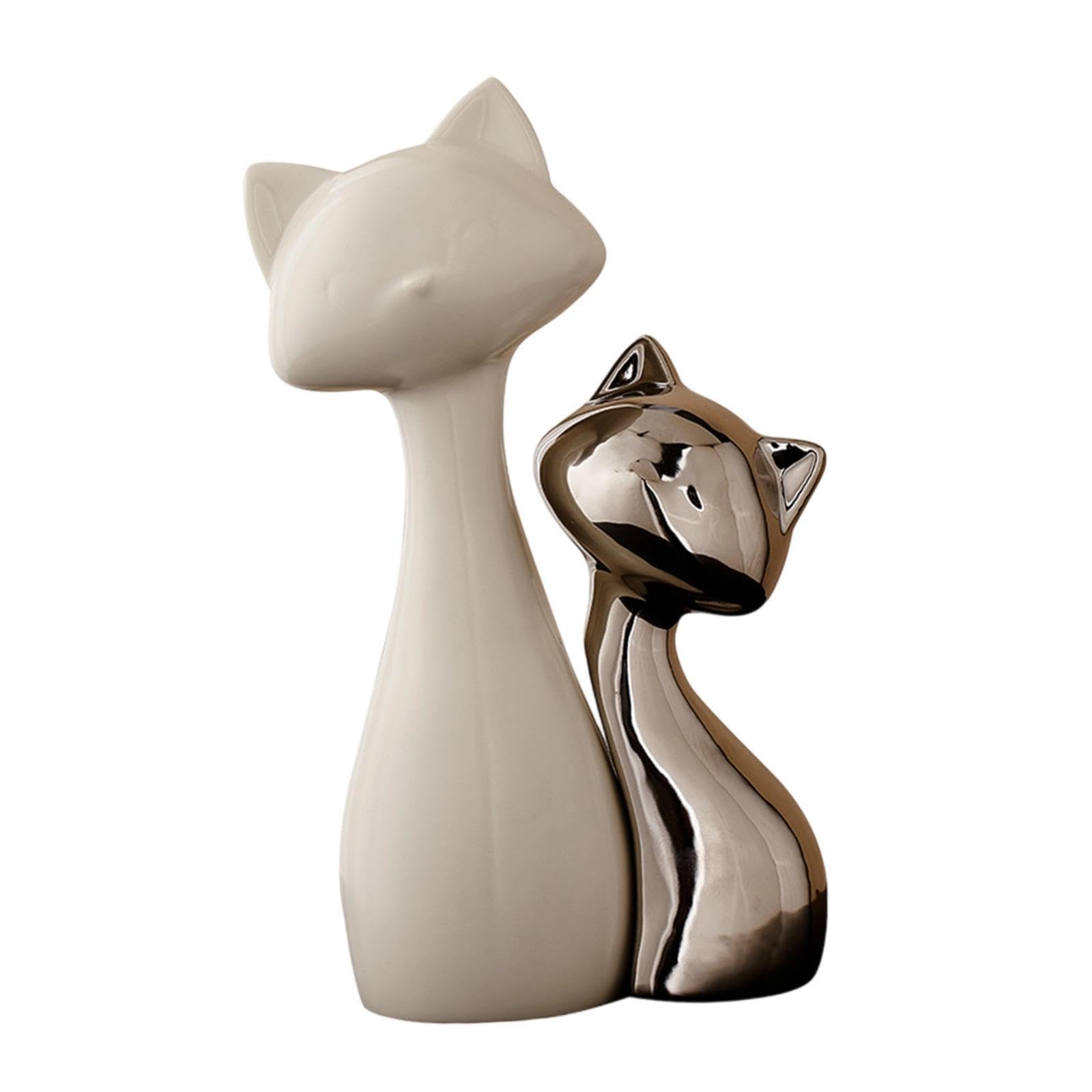 Figurilla De Gato para Estantería 2-Pzas Ornamento De Mesa