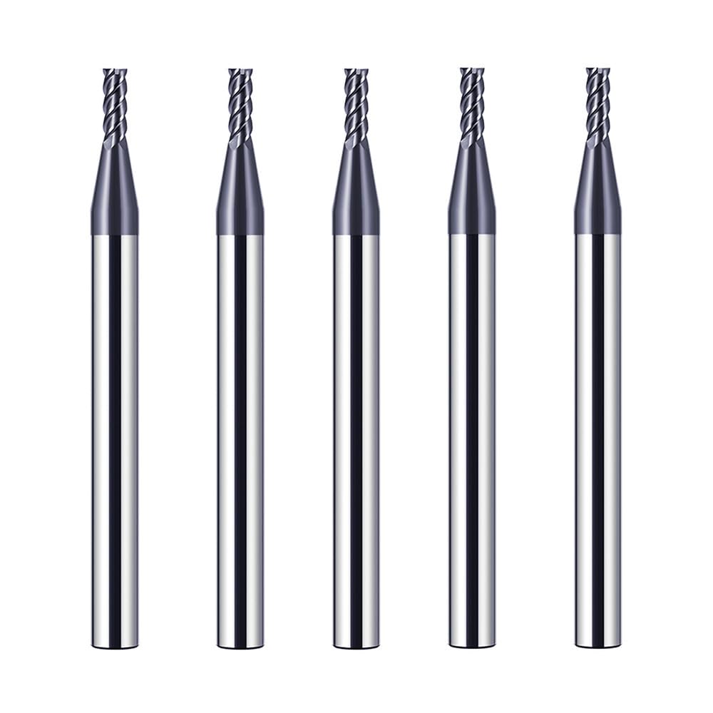 Fresa de carburo (2 mm, 4 dientes/filos, HRC 55, Altin, negro, revestimiento CNC, fresado en punta, VHM, para acero metálico, madera acrílica, plástico