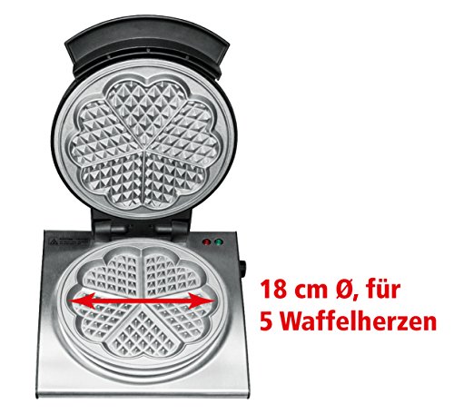 ROMMELSBACHER WA 1000/E Waffeleisen (1000 Watt, 18cm Durchmesser, hochwertige Antihaftbeschichtung) Edelstahl – Bild 7