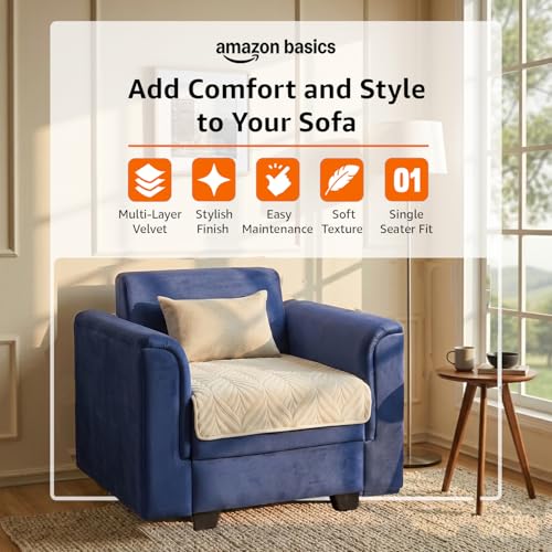 Image of Amazon Basics - Velvet Quilted Make Your Own Sofa Cover |70cm x 70cm|Microfiber Sofa Slipcover (Beige, 1 Seater)