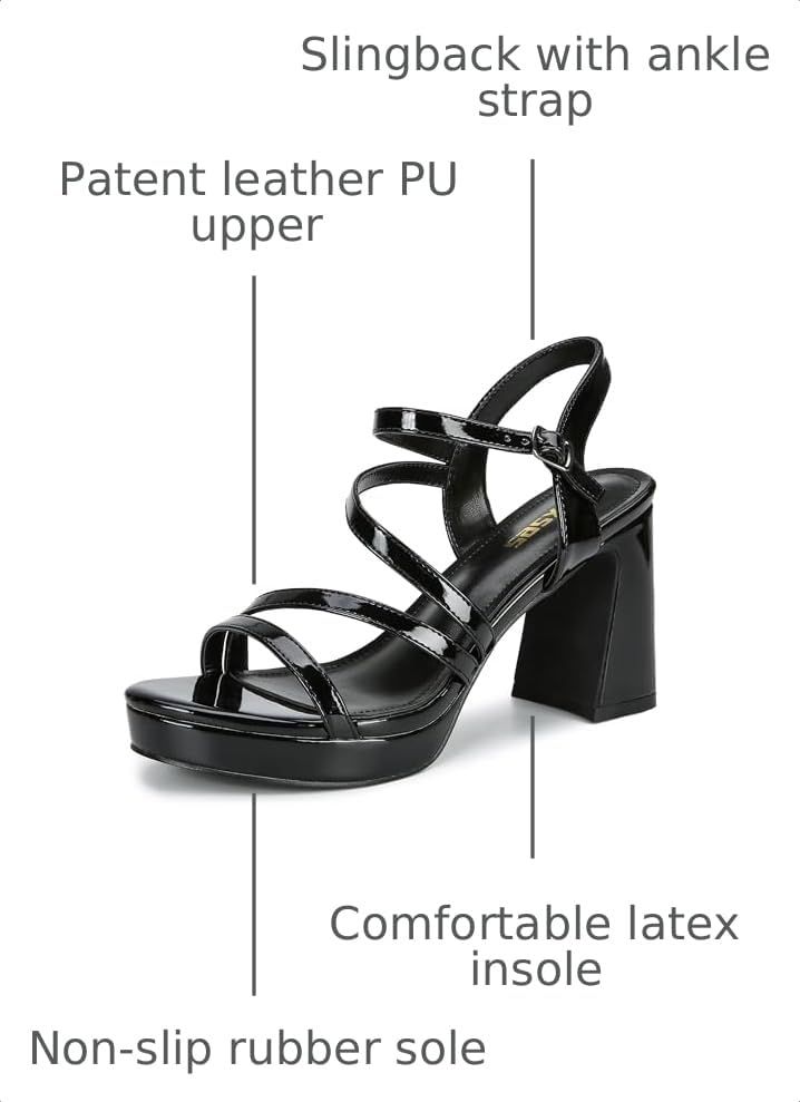 Image of rsxses Platform Chunky Heels for Women Ankle Strap Heels Strappy Sandals with Open Toe Wedding Prom Bridal Women Dress Shoes