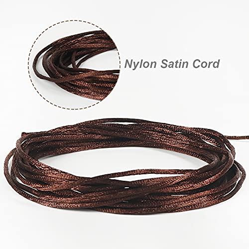 Image of Tenn Well 295ft 2mm Satin Cord Brown Nylon for Macrame Bracelets | Satin nylon string for necklaces, jewelry making, beading, arts & crafts