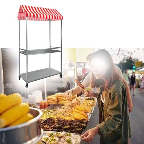 Carrello da festival su ruote Carrello da campeggio pieghevole Carrello da campeggio portatile Carrello pieghevole pieghevole, Carrello alimentare portatile in acciaio con ruote, Supporto per snack a