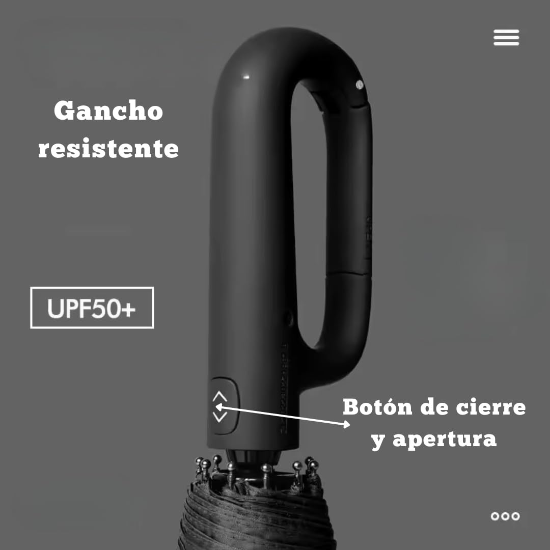 clippy paraguas automático reforzado 10 varillas fibra de vidrio acero resistente al viento impermeable plegable portátil viaje protección UV UPF50+ apertura cierre automático