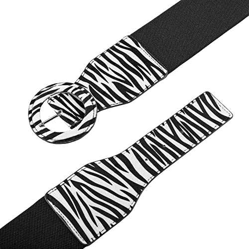 CHIC DIARY Elastic Waist Belt for Women Animal Print Wide Cinch Belt Stretchy Waistband4