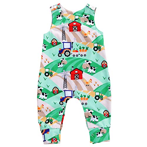 Baby Girls Boys Rompers Cotton Sleeveless Jumpsuit Animal Cartoon Bodysuit Outfits Clothes for 0-24months Unisex Toddler (Cow, 18-24 Months)