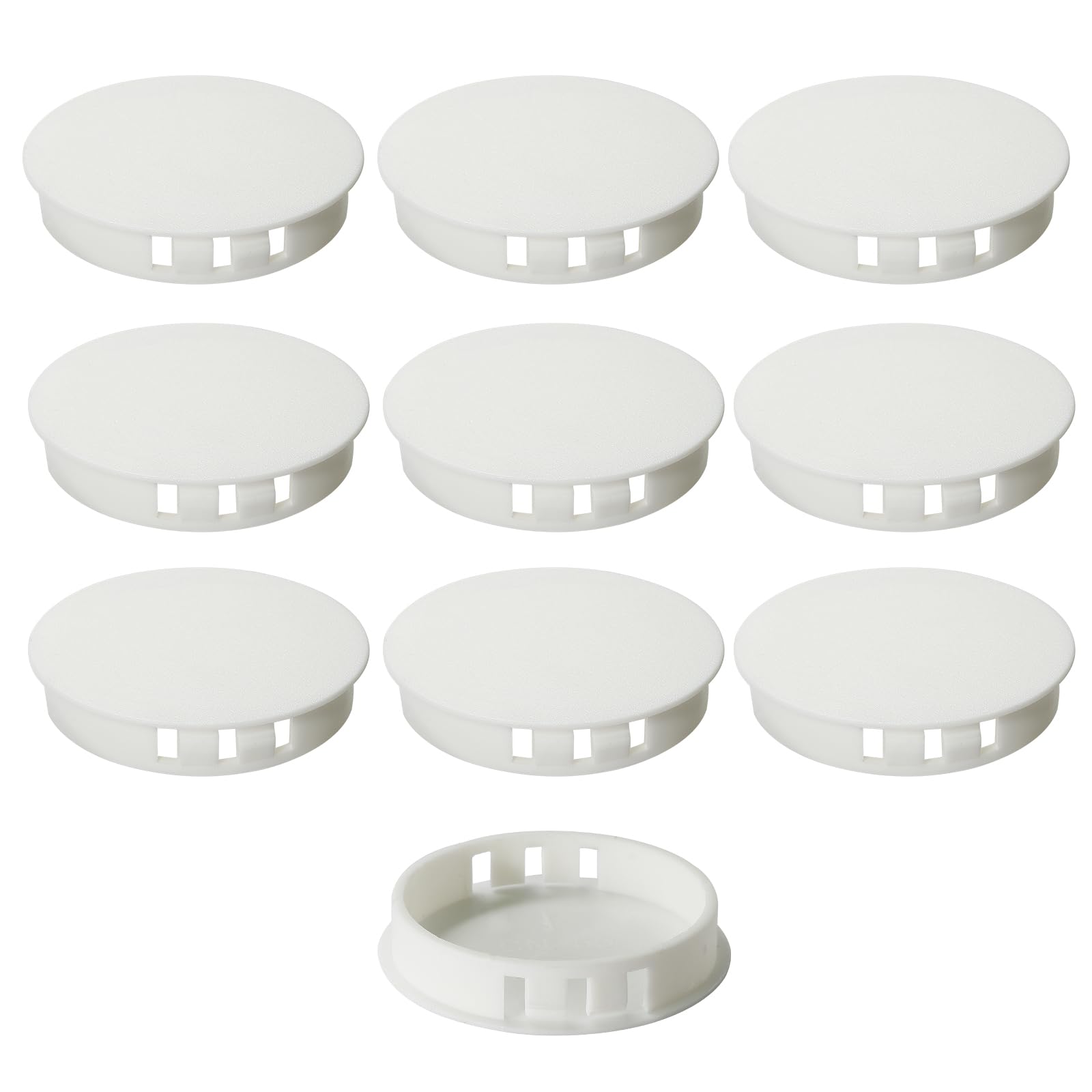 Masendelk 10pcs Plastic Hole Plugs, Snap in Locking Hole Tube Circular Locking Fastener Cover, Insert End Caps for Furniture Fencing Post Pipe - 55mm,