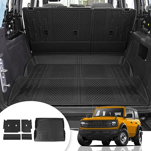 Maxzina Cargo Mat Compatible with 2021 2022 2023 2024 2025 2026 Ford Bronco Trunk Mat Back Seat Cover Protector Cargo Liner Split Seat Kick Mat for Ford Bronco Accessories 4 Door