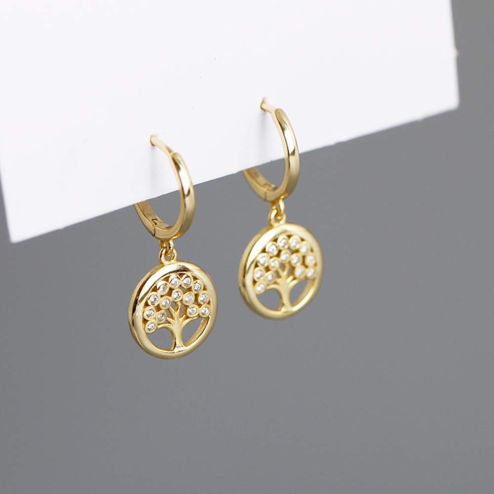 Dainty Dangle Hoop Earrings in 925 Sterling Silver for Women, Small Huggie Earrings with Charm Drop, Jewelry Gift for Her