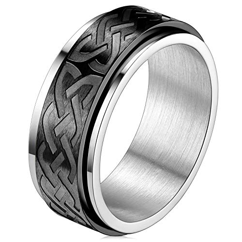 FaithHeart Edelstahl damen Herren Spinnerring Keltischer Knot Meditationsring drehbarer Fingerring Paarring Ehering mit Geschenkebox für Ehepaar