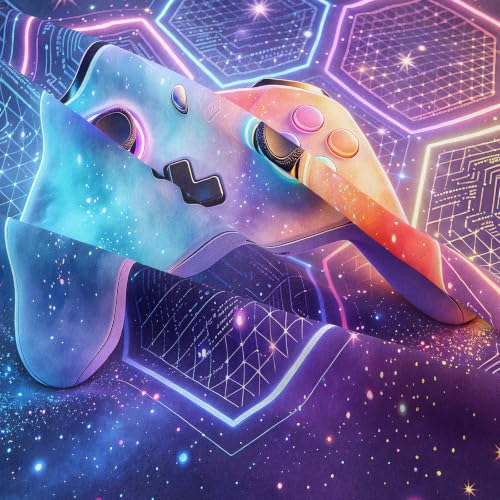 Image of NINENINE Gaming Comforter Sets, Gradient Honeycomb Galaxy Gaming Bedding 5PCS Queen Size Comforter Sets for Boys Gamer (1Comforter, 1Flat Sheet, 1Fitted Sheet, 2Pillowcases)