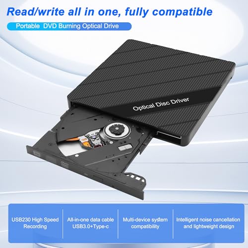 image for XMSJSIY External CD/DVD Drive for Laptop USB 3.0 Type-C Portable CD/DV