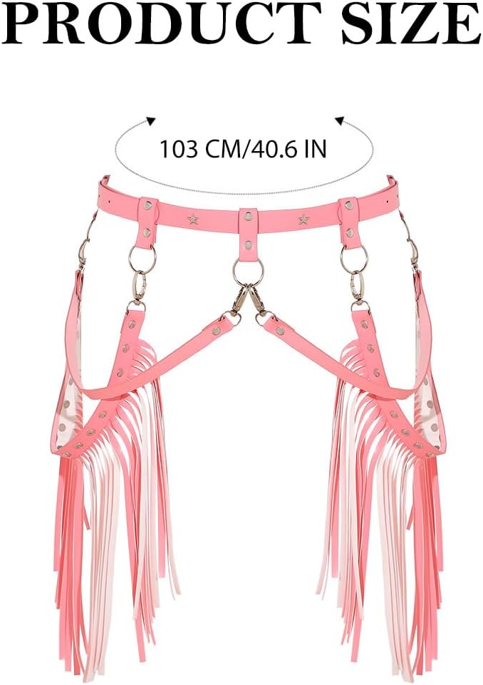 Cowgirl Fringe Belts Leather Tassel Western Belt Rave Outfits for Women