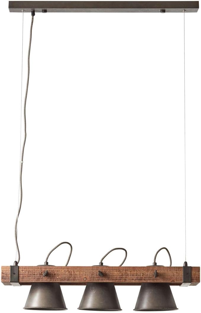 Brilliant BRILLIANT lamp Plow hanglamp 3 lampen zwart staal/hout | 3x A60, E27, 10W, geschikt voor standaardlampen (niet inbegrepen) | Schaal A ++ tot E | Hoofden draaien photo 2