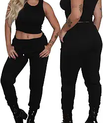 Calça Jogger Feminina Preta com Bolso Moletom Melhor Tecido