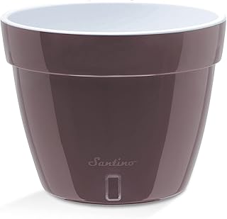 Santino ASTI 7.9 Inch Self Watering Planter SHADE/WHITE for Indoor Plants - Premium Quality Modern Plastic Planter Pot w/ Water level Indicator for All House Herbs, Plants, African Violets and Dahlias
