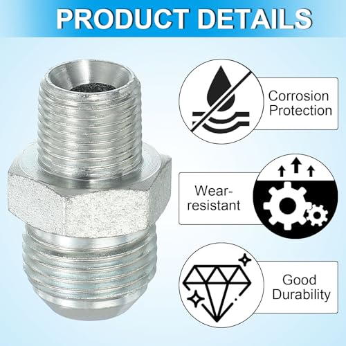 Image of PATIKIL Pipe Adapter Connector 7 /8 inch Male 74 Flare JIC x 3 /8 inch Male R Pipe Fitting 2 Pcs Oil Feed Restrictor Fitting Hydraulic Connector for Oil Steam Water Pipelines System