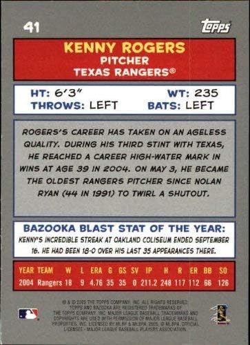 Miniatura 2 de 2005 Bazooka #41 Kenny Rogers MLB Baseball Trading Card