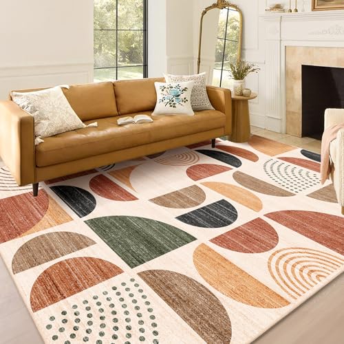 Tapete MUJOO Boho 5x7 pies Lavable Antideslizante miniatura 3