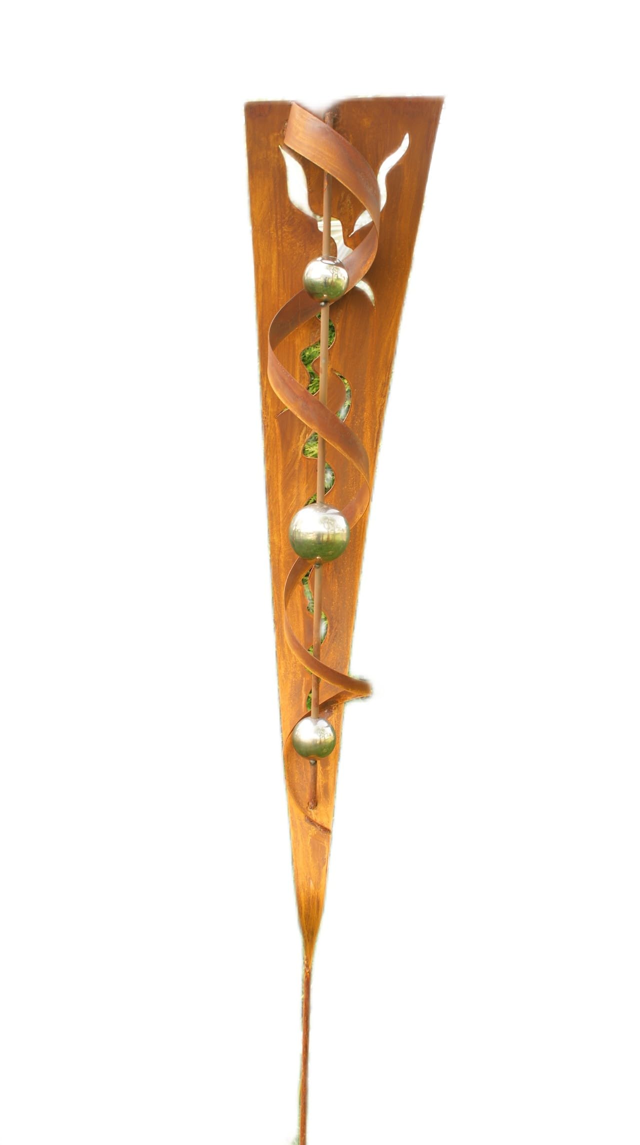Gartendeko Rost Stab Andrea mit 3 Edelstahlkugeln Geschenkidee
