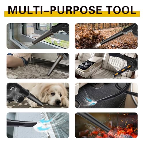 Leaf Blower Cordless with Battery and Charger, Handheld Battery Powered Electric Leaf Blower, 2-in-1 Portable Mini Blower &Vacuum for Lawn Care, Dust/Snow Blowing