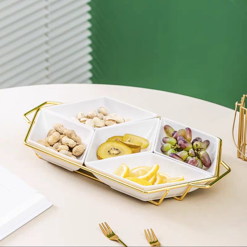 Salaterka Domowe Pięcioramienne Naczynie Ceramiczne W Kształcie Diamentu z Półką Przekąski Talerz Owocowy Nowoczesna Restauracja Przekąska Suszony Talerz Owocowy Mała Miska (Kolor: D)