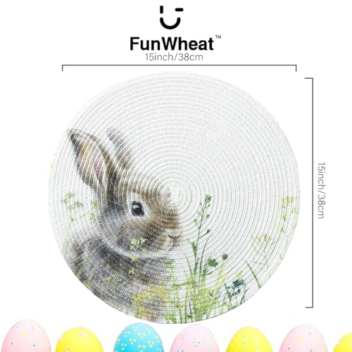 Funwheat Round Braided Placemats Set Of 6 Place Mats For Dining Tables Woven Heat Resistant Table Mats 15 Inch For Easter thumb #5