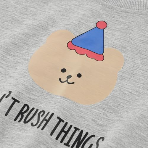 Cotton Crewneck Sweatshirt for Girls&Boys, Thin Plain Crewneck Sweatshirt with Cute Patterns for Spring&Autumn3